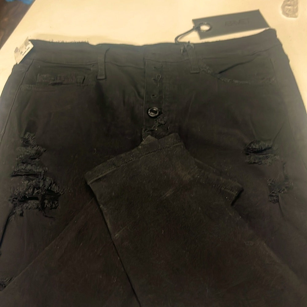 NWT Vervet 29 Black distressed ankle skinny mid rise button fly